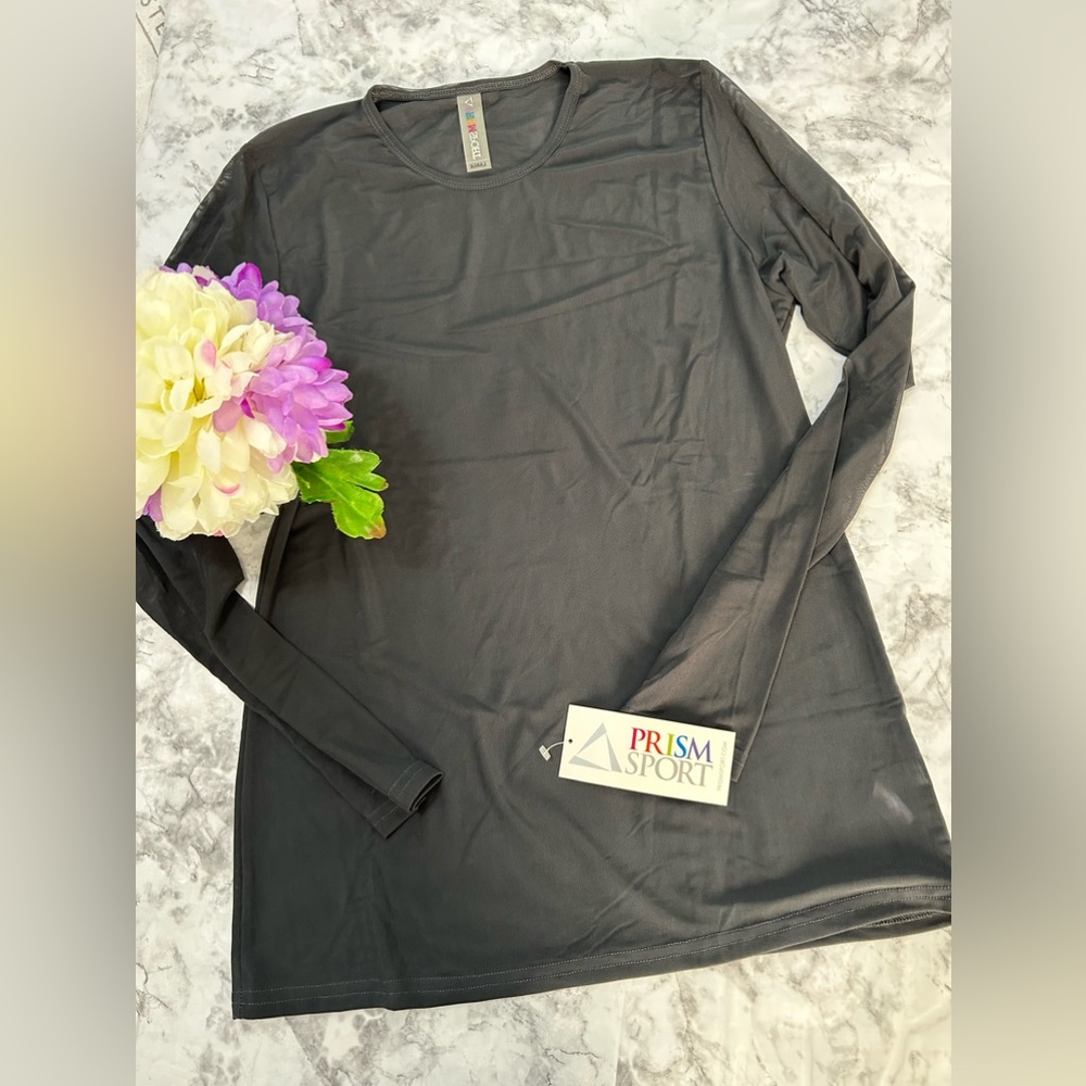 PrismSport Laser Mesh Long Sleeve Top Grey Sz L New.   40